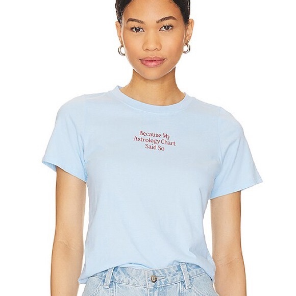 The Mayfair Group Tops - Mayfair Group Light Blue Zodiac Astrology Chart Graphic Baby Tee Sz M/L